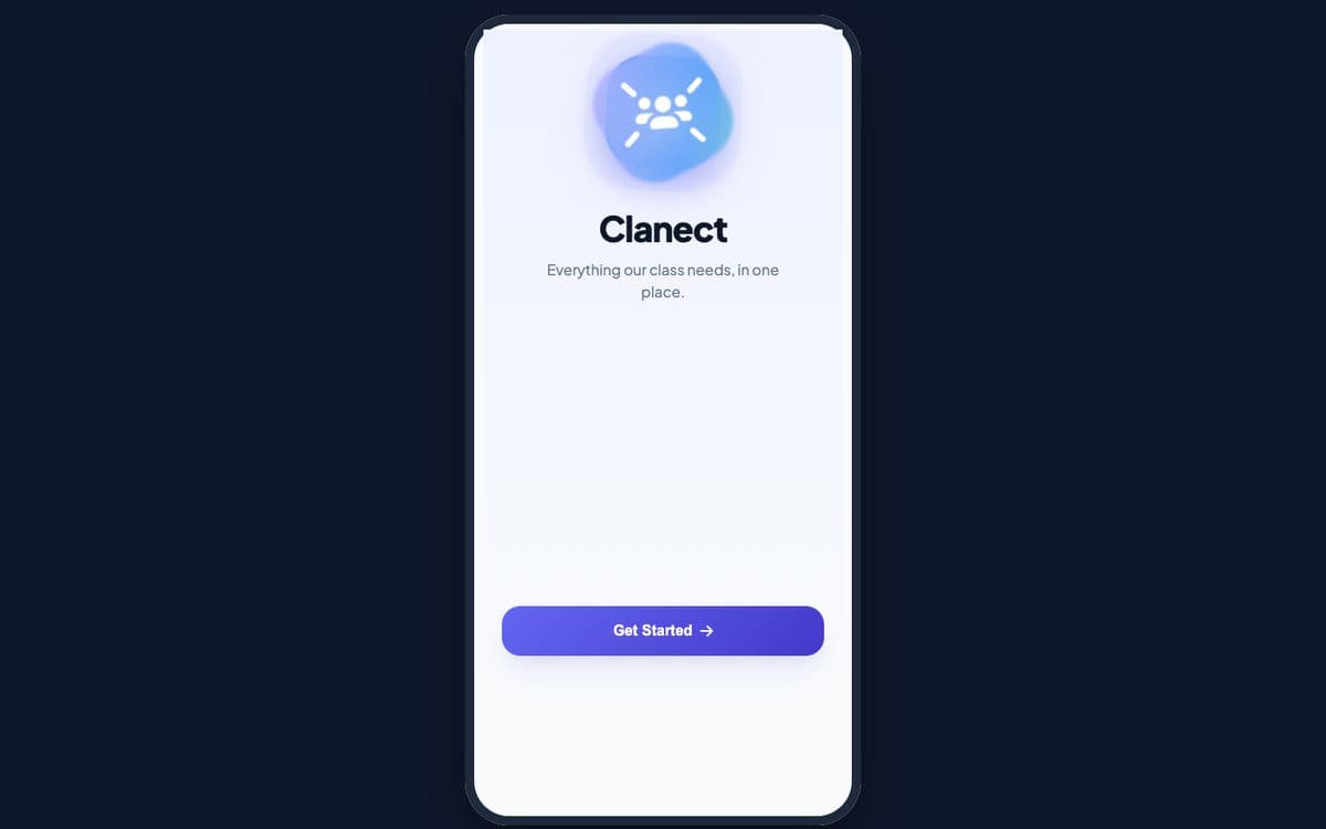 Clanect start screen: everything your class needs, in one place.
